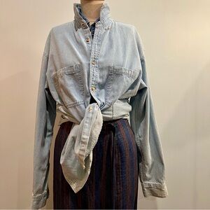 Blue League Men Denim Shirt. Size L.